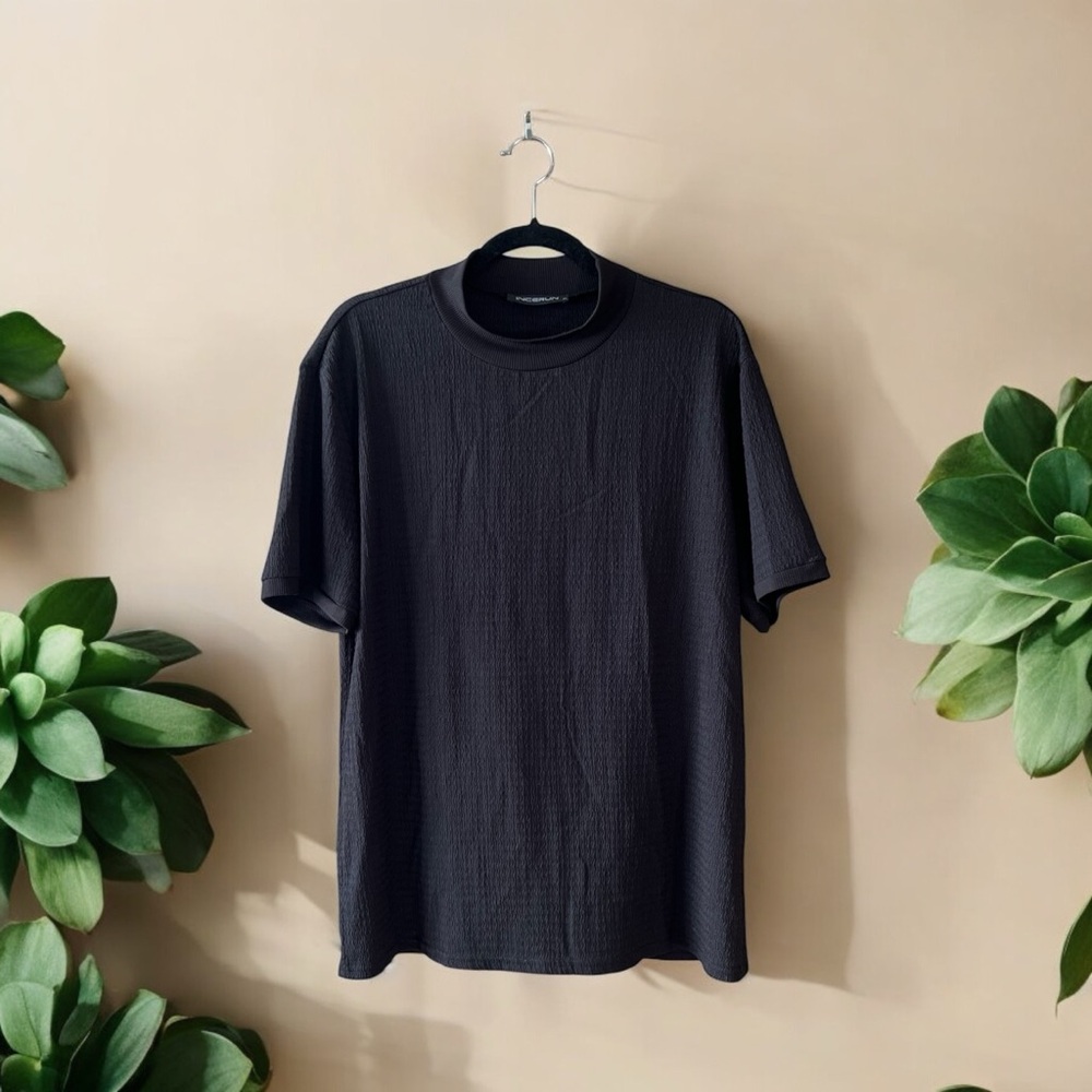 Incerun Black Mock Neck Top
